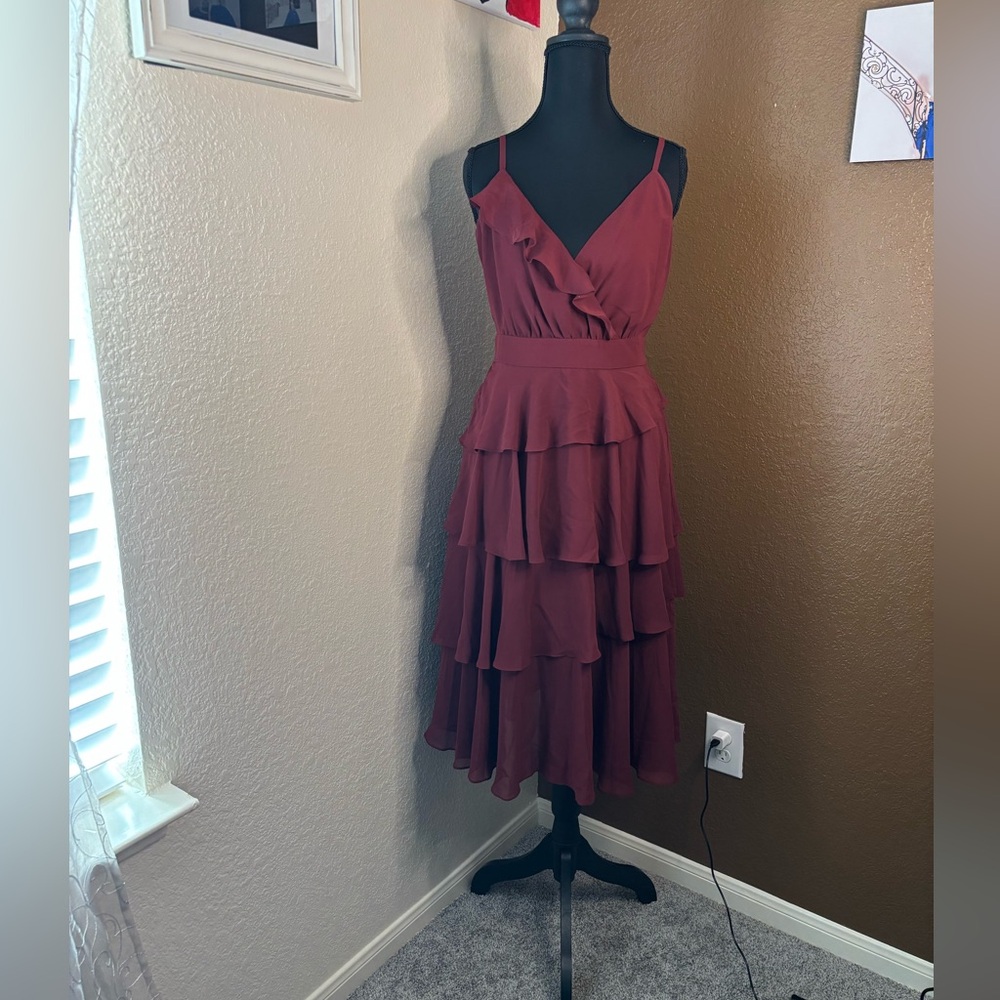 ALI & JAY Burgundy Layered Midi Dress